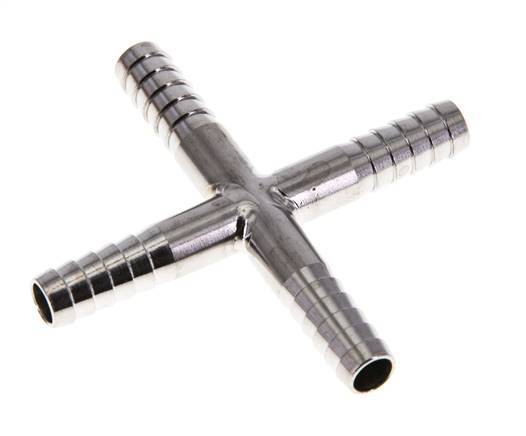 6 mm (1/4'') Kreuzschlauchverbinder aus Edelstahl 1.4301