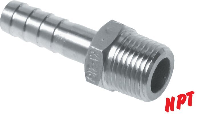 9 mm (3/8'') & 3/8''NPT Stainless Steel 1.4408 Hose Barb Male [2 Pieces]