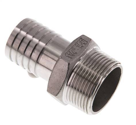 32 mm (1-1/4'') & 1-1/4''NPT Stainless Steel 1.4408 Hose Barb Male