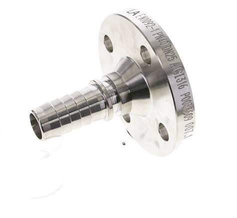 25x40 mm Stainless Steel 1.4401 Hose Pillar with Flange PN 10/16/25/40 DIN EN 14423 / DIN 2826