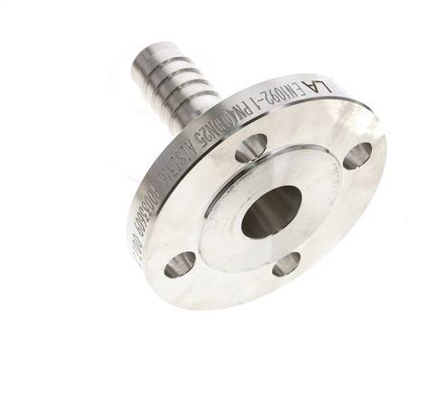 25x40 mm Stainless Steel 1.4401 Hose Pillar with Flange PN 10/16/25/40 DIN EN 14423 / DIN 2826