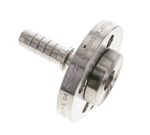 19x33 mm Stainless Steel 1.4401 Hose Pillar with Turnable Flange PN 10/16/25/40 DIN EN 14423 / DIN 2826