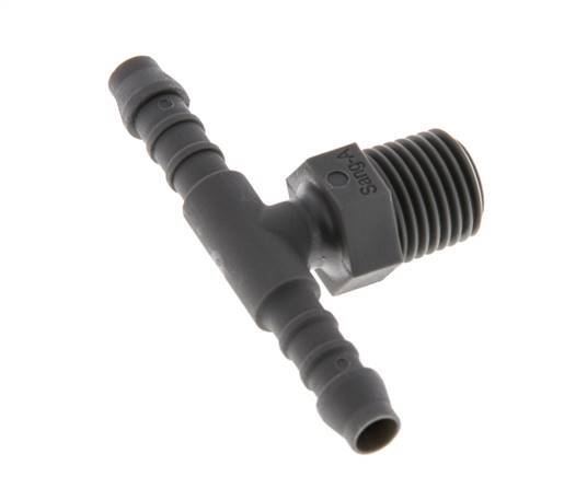 6 mm (1/4'') & R1/4'' PA 6 Tee Hose Barb with Male Threads [10 Pieces]