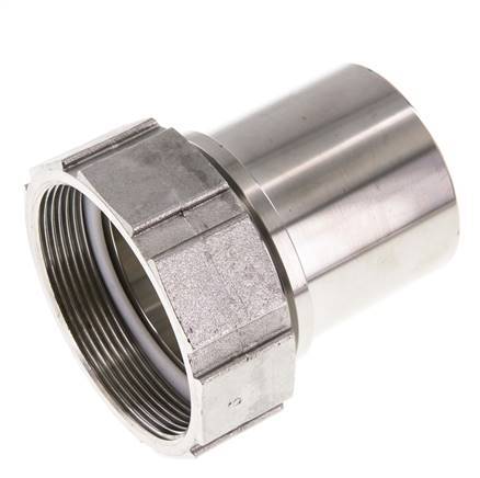 63 mm (2-1/2'') & G2-1/2'' Edelstahl 1.4401 Schlauchtülle Überwurfmutter Flachdichtung PTFE Sicherheitskragen EN 14420-5 (DIN 2817)