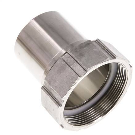63 mm (2-1/2'') & G2-1/2'' Edelstahl 1.4401 Schlauchtülle Überwurfmutter Flachdichtung PTFE Sicherheitskragen EN 14420-5 (DIN 2817)