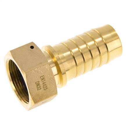 32x48 mm & G1-1/4'' Messing-Schlauchsäule mit Überwurfmutter DIN EN 14423 / DIN 2826
