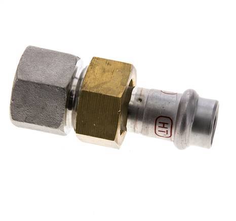 Union Press Fitting - 15mm Female & Rp 3/4'' Female - Stainless Steel Flat Sealing