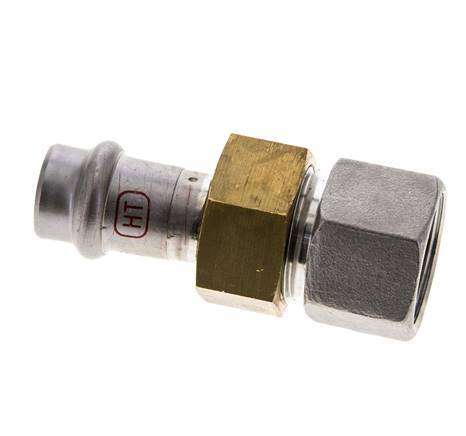 Pressverschraubung - 15mm Innengewinde & Rp 3/4'' Innengewinde - Edelstahl Flachdichtung