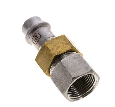 Pressverschraubung - 15mm Innengewinde & Rp 3/4'' Innengewinde - Edelstahl Flachdichtung