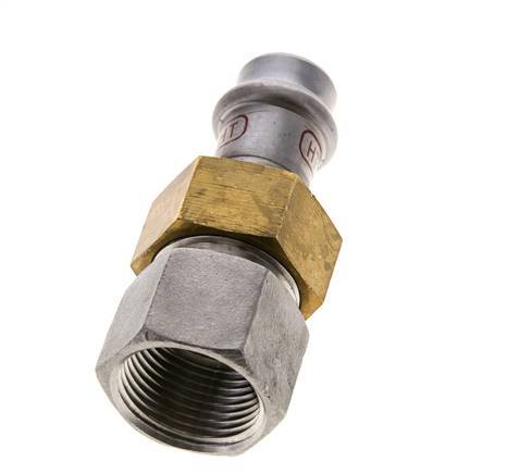 Pressverschraubung - 15mm Innengewinde & Rp 3/4'' Innengewinde - Edelstahl Flachdichtung