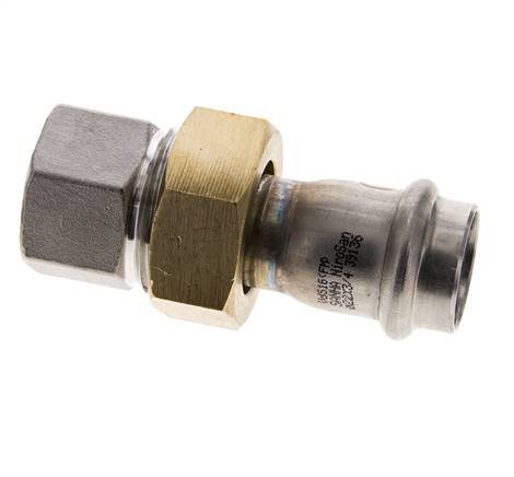 Union Press Fitting - 22mm Female & Rp 3/4'' Female - Stainless Steel Flat Sealing