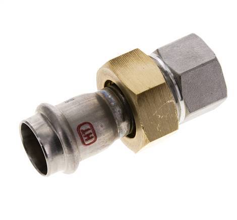 Pressverschraubung - 22mm Innengewinde & Rp 3/4'' Innengewinde - Edelstahl Flachdichtung