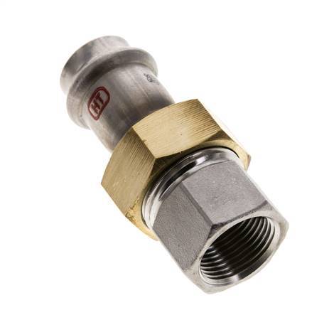 Pressverschraubung - 22mm Innengewinde & Rp 3/4'' Innengewinde - Edelstahl Flachdichtung