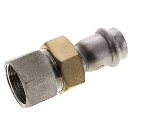 Pressverschraubung - 22mm Innengewinde & Rp 1'' Innengewinde - Flachdichtung aus Edelstahl