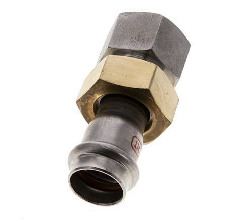 Pressverschraubung - 22mm Innengewinde & Rp 1'' Innengewinde - Flachdichtung aus Edelstahl