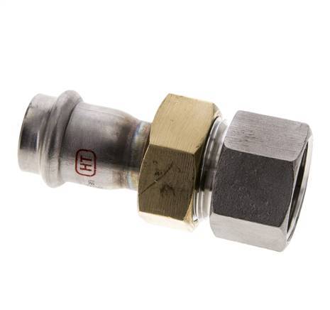 Pressverschraubung - 22mm Innengewinde & Rp 1'' Innengewinde - Flachdichtung aus Edelstahl