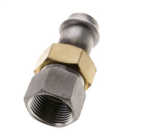 Pressverschraubung - 22mm Innengewinde & Rp 1'' Innengewinde - Flachdichtung aus Edelstahl