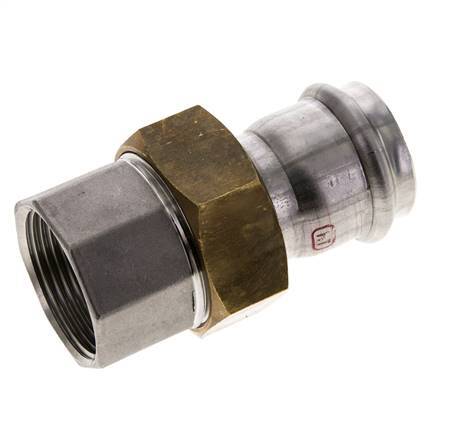 Union Press Fitting - 35mm Female & Rp 1-1/4'' Female - Stainless Steel Flat Sealing