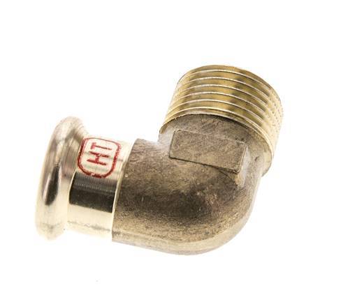 90-Grad-Winkel-Pressfitting - 15 mm Innengewinde und R 1/2'' Außengewinde - Kupferlegierung