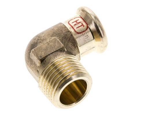 90-Grad-Winkel-Pressfitting - 15 mm Innengewinde und R 1/2'' Außengewinde - Kupferlegierung