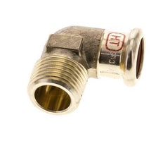 90-Grad-Winkel-Pressfitting - 15 mm Innengewinde und R 1/2'' Außengewinde - Kupferlegierung
