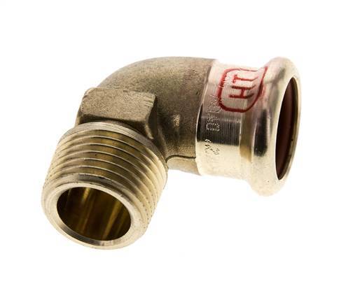 90-Grad-Winkel-Pressfitting - 18 mm Innengewinde und R 1/2'' Außengewinde - Kupferlegierung