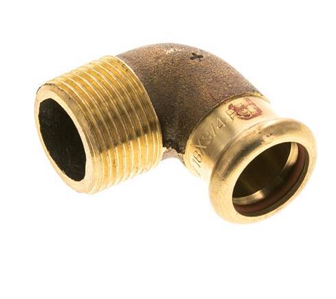 90-Grad-Winkel-Pressfitting - 18 mm Innengewinde & R 3/4'' Außengewinde - Kupferlegierung