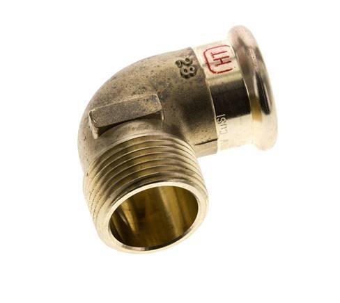 90-Grad-Winkel-Pressfitting - 28 mm Innengewinde & R 1'' Außengewinde - Kupferlegierung