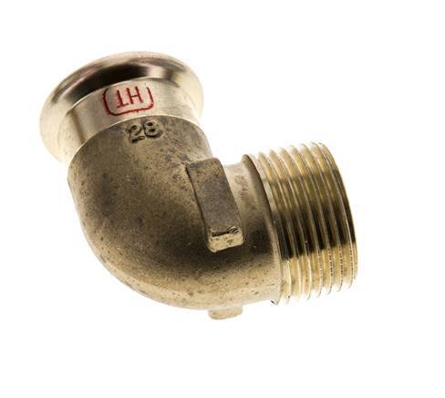 90-Grad-Winkel-Pressfitting - 28 mm Innengewinde & R 1'' Außengewinde - Kupferlegierung