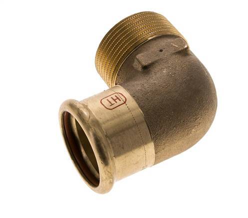 90-Grad-Winkel-Pressfitting - 35 mm Innengewinde und R 1-1/4'' Außengewinde - Kupferlegierung