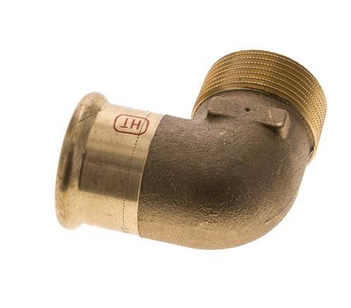 90-Grad-Winkel-Pressfitting - 35 mm Innengewinde und R 1-1/4'' Außengewinde - Kupferlegierung