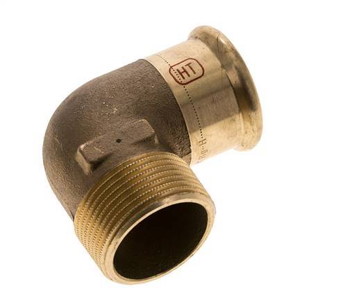 90-Grad-Winkel-Pressfitting - 35 mm Innengewinde und R 1-1/4'' Außengewinde - Kupferlegierung
