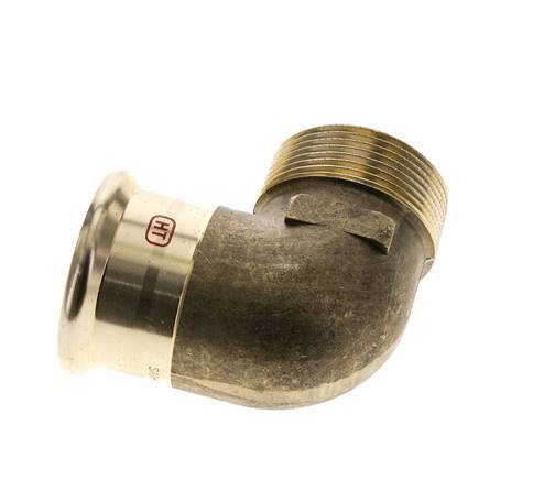 90-Grad-Winkel-Pressfitting - 42 mm Innengewinde und R 1-1/2'' Außengewinde - Kupferlegierung