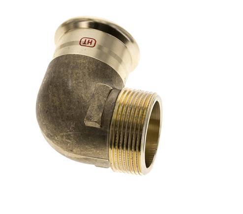 90-Grad-Winkel-Pressfitting - 42 mm Innengewinde und R 1-1/2'' Außengewinde - Kupferlegierung