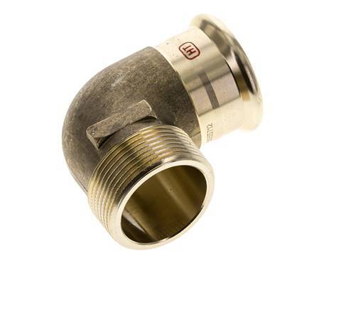 90-Grad-Winkel-Pressfitting - 42 mm Innengewinde und R 1-1/2'' Außengewinde - Kupferlegierung