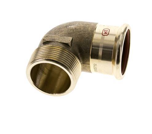 90-Grad-Winkel-Pressfitting - 42 mm Innengewinde und R 1-1/2'' Außengewinde - Kupferlegierung