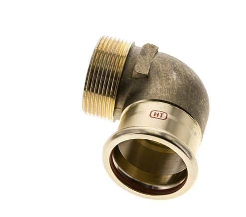 90-Grad-Winkel-Pressfitting - 42 mm Innengewinde und R 1-1/2'' Außengewinde - Kupferlegierung