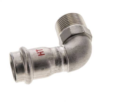90-Grad-Winkel-Pressfitting - 22 mm Innengewinde und R 3/4'' Außengewinde - Edelstahl