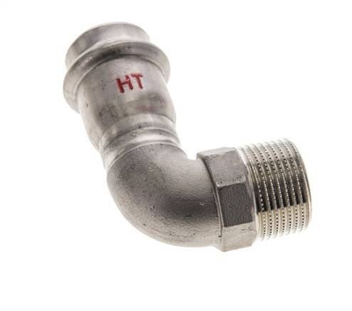 90-Grad-Winkel-Pressfitting - 22 mm Innengewinde und R 3/4'' Außengewinde - Edelstahl