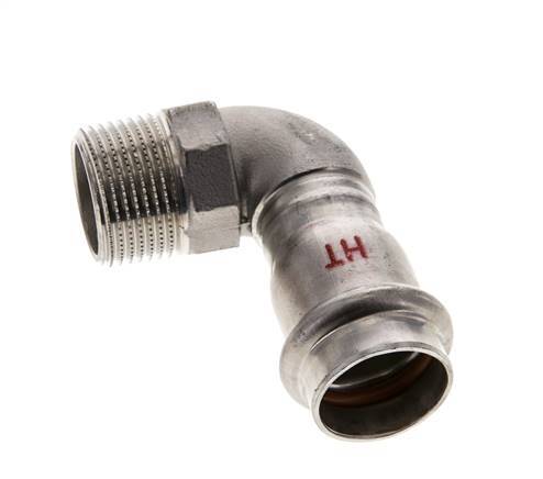 90-Grad-Winkel-Pressfitting - 22 mm Innengewinde und R 3/4'' Außengewinde - Edelstahl