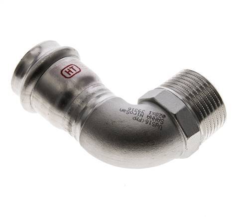 90-Grad-Winkel-Pressfitting - 28 mm Innengewinde & R 1'' Außengewinde - Edelstahl