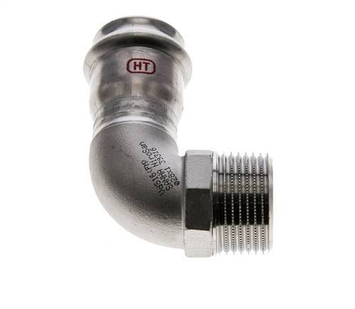 90-Grad-Winkel-Pressfitting - 28 mm Innengewinde & R 1'' Außengewinde - Edelstahl