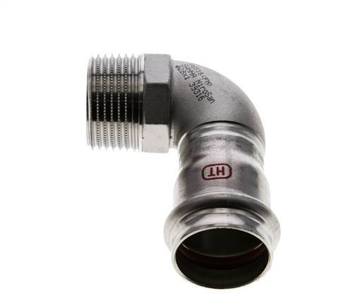 90-Grad-Winkel-Pressfitting - 28 mm Innengewinde & R 1'' Außengewinde - Edelstahl