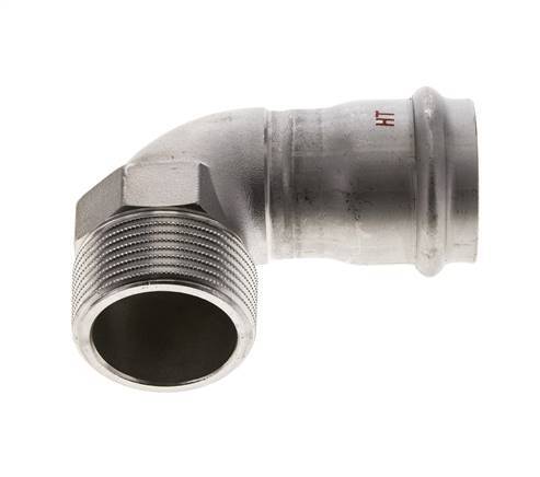 90-Grad-Winkel-Pressfitting - 35 mm Innengewinde und R 1-1/4'' Außengewinde - Edelstahl