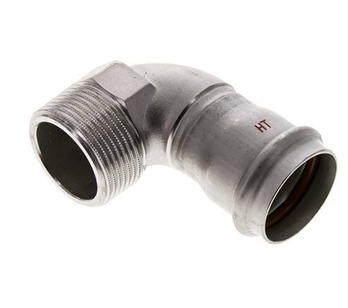 90-Grad-Winkel-Pressfitting - 35 mm Innengewinde und R 1-1/4'' Außengewinde - Edelstahl