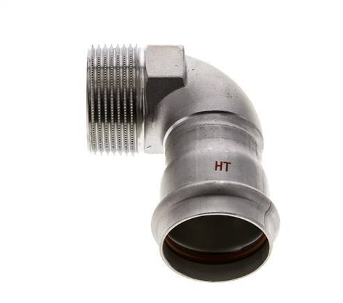 90-Grad-Winkel-Pressfitting - 35 mm Innengewinde und R 1-1/4'' Außengewinde - Edelstahl