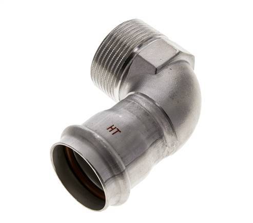 90-Grad-Winkel-Pressfitting - 35 mm Innengewinde und R 1-1/4'' Außengewinde - Edelstahl