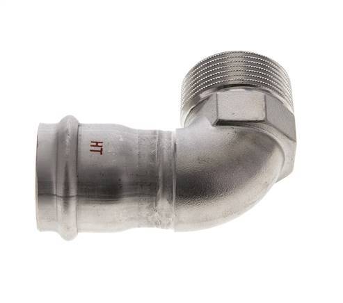 90-Grad-Winkel-Pressfitting - 35 mm Innengewinde und R 1-1/4'' Außengewinde - Edelstahl