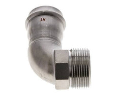 90-Grad-Winkel-Pressfitting - 35 mm Innengewinde und R 1-1/4'' Außengewinde - Edelstahl