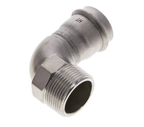 90-Grad-Winkel-Pressfitting - 35 mm Innengewinde und R 1-1/4'' Außengewinde - Edelstahl